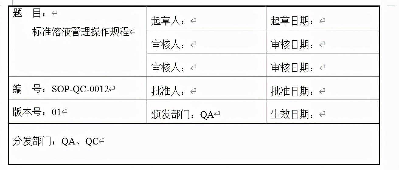 标准溶液管理操作规程